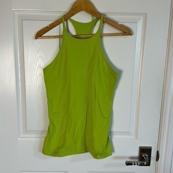 Neon green lululemon tank. High neck, racer back. - Picture 1 of 5